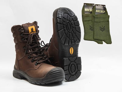 Берцы тактические. Мужские боевые ботинки с водостойкой мембраной Maxsteel Waterproof Brown 46 (304мм) коричневые в подарок 2 пары тактических носков