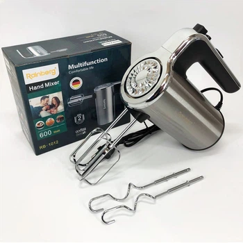 Миксер ручной электрический Rainberg RB-1012 600W Нержавейка, ручной миксер для кухни, мощный миксер