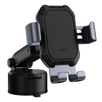 Тримач для телефону автомобільний Baseus Tank gravity з присоскою SUYL-TK01 black / silver