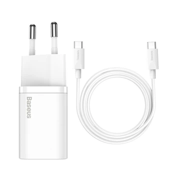 Зарядний пристрій BASEUS Type-C to Type-C cable Super Si Quick Charger | 1Type-C, 3A/25W, PD/QC|(TZCCSUP-L02) white