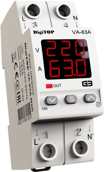 Реле напруги з контролем струму DigiTOP VA-63A M2R