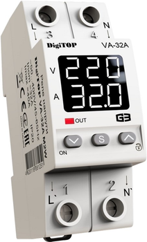 Реле напруги з контролем струму DigiTOP VA-32A M2W