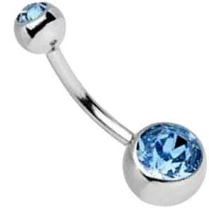 Серьга для пирсинга пупка Shine из медицинской стали васильковые камни