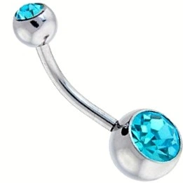 Серьга для пирсинга пупка Shine из медицинской стали голубые камни