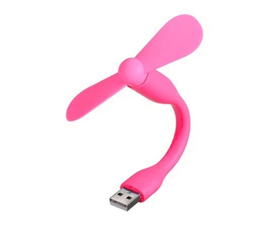 Мобильный вентилятор USB розовый, для подключения к повербанку, ноутбуку и др.