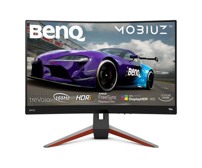 Монітор TFT 27" BenQ EX2710R, QHD, VA, вигнутий, 1ms, 165 Гц, HDMI x2, DP, HAS, колонки 2.1, сірий металік