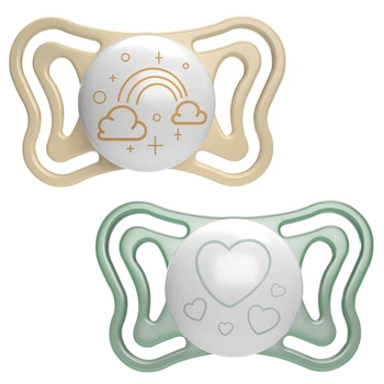 Пустышка Chicco Physio Light силиконовая от 2 до 6 месяцев люминесцентная с футляром 2 шт (71037.41)