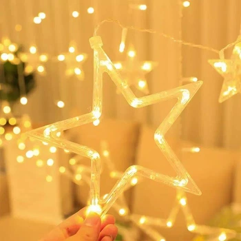 Гирлянда Xmas 200L Copper curtain ball lamp WW 12 звездочек Тёплый белый 3M*1.5M (ICL44)