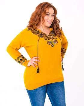 Жіночий пуловер батал 2XL-4XL (52-60) Жовтий
