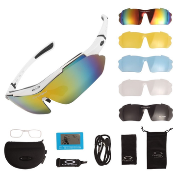 Защитные очки тактические белые 5 линз с поляризацией One siz+