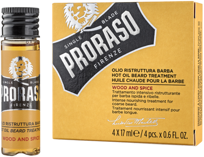 Розігрівальна олія для догляду за бородою Proraso Вуд енд Спайс 4х17 мл (8004395001798)