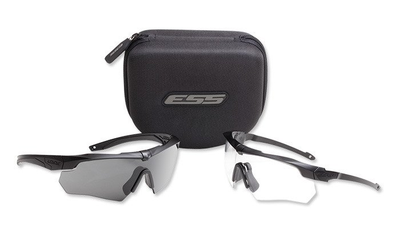Комплект балістичних, тактичних окулярів ESS Crossbow Suppressor 2шт з лінзами: Прозора / Smoke Gray. Колір оправ: Чорний.