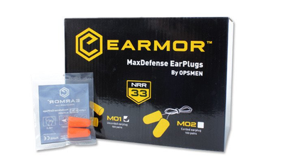 Пенные беруши Earmor MaxDefense Foam EarPlugs - M01 - Упаковка 100 шт.