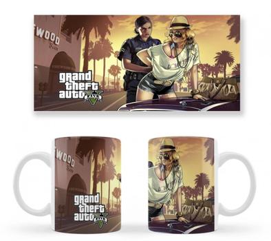 Чашка белая керамическая Grand Theft Auto V (GTA 5) ABC