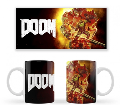 Чашка белая керамическая Doom Eternal (Дум) ABC