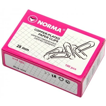 Скріпки Norma Човник 28 мм 100 шт оміднені 4736