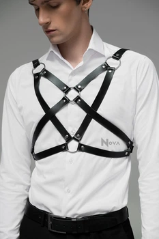 Портупея мужская Nova гартеры кожа натуральная L Черная №463