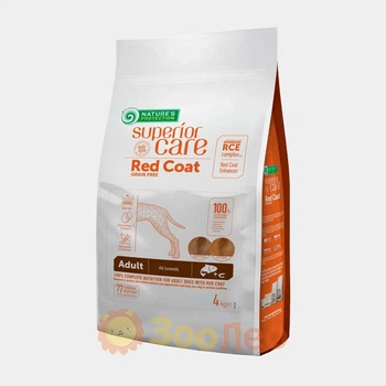 Сухой беззерновой корм Nature's Protection Red Coat Grain Free Adult All Breeds Salmon для взрослых собак всех пород с рыжим окрасом шерсти, с лососем, 4 кг