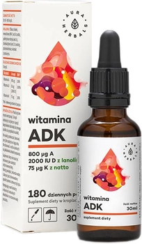 Вітамін ADK A + D3 2000 МО + K2 Aura Herbals краплі 30 мл (5902479610757)