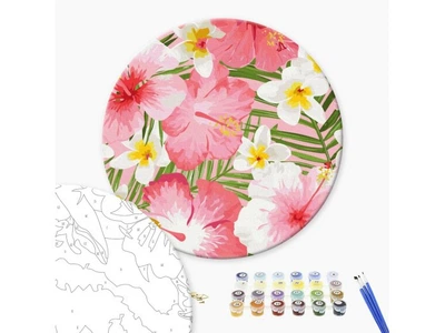 Картина за номерами кругла Острівні квіти, Brushme (40 см), RC00043L