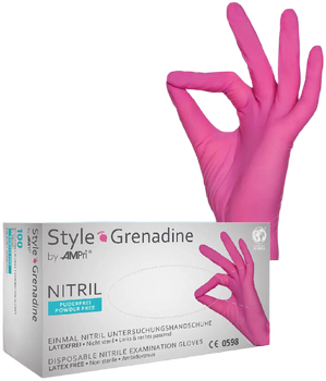 Рукавички нітрилові Ampri Style Grenadine неопудрені Размер S 100 шт Пурпурні (4044941012469)
