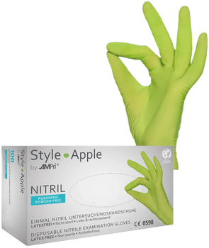 Перчатки нитриловые Ampri Style Apple неопудренные Размер M 100 шт Зеленые (4044941008530)