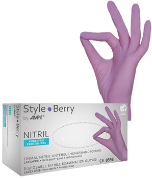 Перчатки нитриловые Ampri Style Berry неопудренные Размер S 100 шт Лиловые (4044941009025)