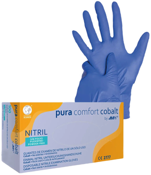 Перчатки нитриловые Ampri Puracomfort Cobalt неопудренные Размер S 100 шт Кобальтовые (404494941027135)
