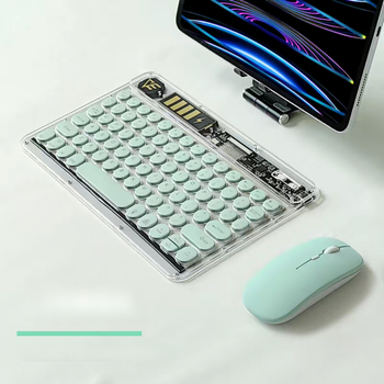 Беспроводной комплект, ультратонкая клавиатура на аккумуляторе с RGB подсветкой + мышь, + коврик (green)