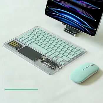 Беспроводной комплект, ультратонкая клавиатура с тачпадом и RGB подсветкой + мышь, + коврик в подарок (green)
