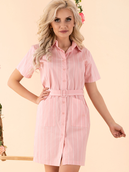 Sukienka koszulowa damska z paskiem Merribel Linesc XL Różowa (5907621611835)