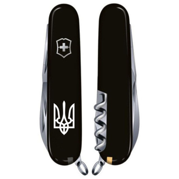 Нож Victorinox Huntsman Ukraine Black "Тризуб" (1.3713.3_T0010u)