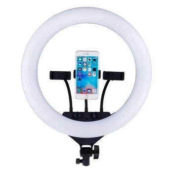 Лампа кільцева LED 45 см MJ-45 18" RGB 64 ПК + 416 ПК lights з 3 тримачами для телефону зйомки фото і відео без штатива чорний Без Бренда (756479)