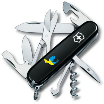 Нож Victorinox Climber Ukraine Black "Голуб Миру Жовто-Блакитний" (1.3703.3_T1036u)