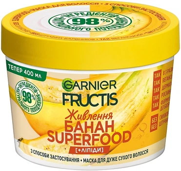 Маска 3 в 1 "Банан", питание для сухих и очень сухих волос - Garnier Fructis Superfood Mask 400ml (467977-187374)