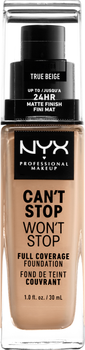 Podkład matujący NYX Professional Makeup Can\\\'t Stop Won\\\'t Stop 24-godzinny podkład 08 True Beige 30 ml (800897157258)