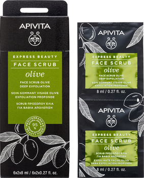Скраб для обличчя Apivita Express Beauty з оливою Глибоке відлущування 2 шт. х 8 мл (5201279072148)