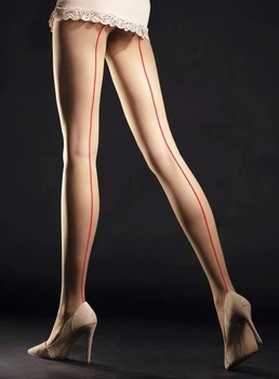 Колготки с красной стрелкой сзади Fiore Unique 4 Nude/Red (Арт 0037)