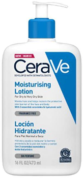 Зволожувальне молочко CeraVe для сухої та дуже сухої шкіри обличчя і тіла 473 мл (3337875597395)