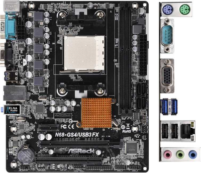 Материнська плата AsRock N68-GS4 FX R2.0 (N68-GS4 FX R2.0) (sAM3, GeForce 7025, Micro-ATX) Б/в