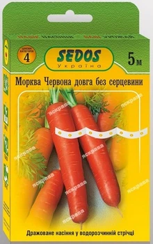 Насіння Яскрава Морква Червона довга без серцевини на стрічці 5 м (29420)