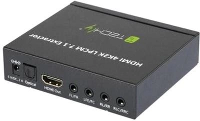 Аудіоекстрактор Techly HDMI 4K audio extractor SPDIF Toslink, 4x Jack 3.5mm, LPCM 5.1CH / 7.1CH (25756) (8054529025756)
