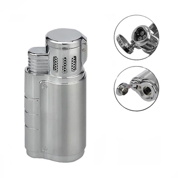 Газовая зажигалка турбо для сигар Jobon ZB-957 Silver – фото