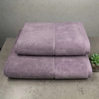 Набір рушників велюр/махра 2шт GM Textile 50x90см, 70x140см Преміум якості Milado 550г/м2 (Виноградний)