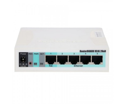 Маршрутизатор Mikrotik RB951G-2HnD, 2.4Ghz AP, 5xGigabit Ethernet, USB, 600MHz CPU, 128MB RAM