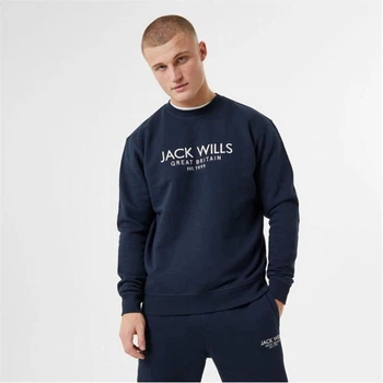Толстовка Jack Wills Belvue Graphic Logo Crew Neck Navy, XL (50) (11805291)