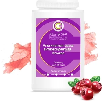 Альгинатная маска антиоксидантная с клюквой - ALG & SPA Professional Line Collection Masks Cranberry Peel Off Mask 25g (341277-70235)