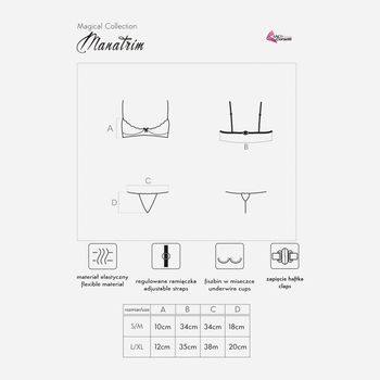 Еротичний комплект (бюстгальтер + трусики-стринги) LivCo Corsetti Fashion Manatrim LC 90114 S/M Різнокольоровий
