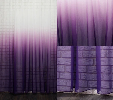Тюль VR-Textil 650т Омбре Батист Темно-фіолетовий з білим 400х250 см (40-635)