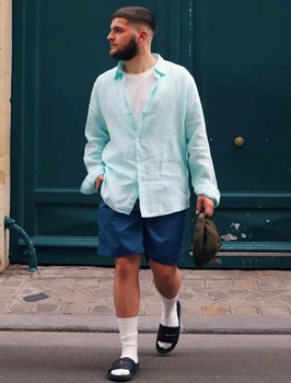Сорочка Uniqlo PREMIUM LINEN розмір XS зелена (448959)